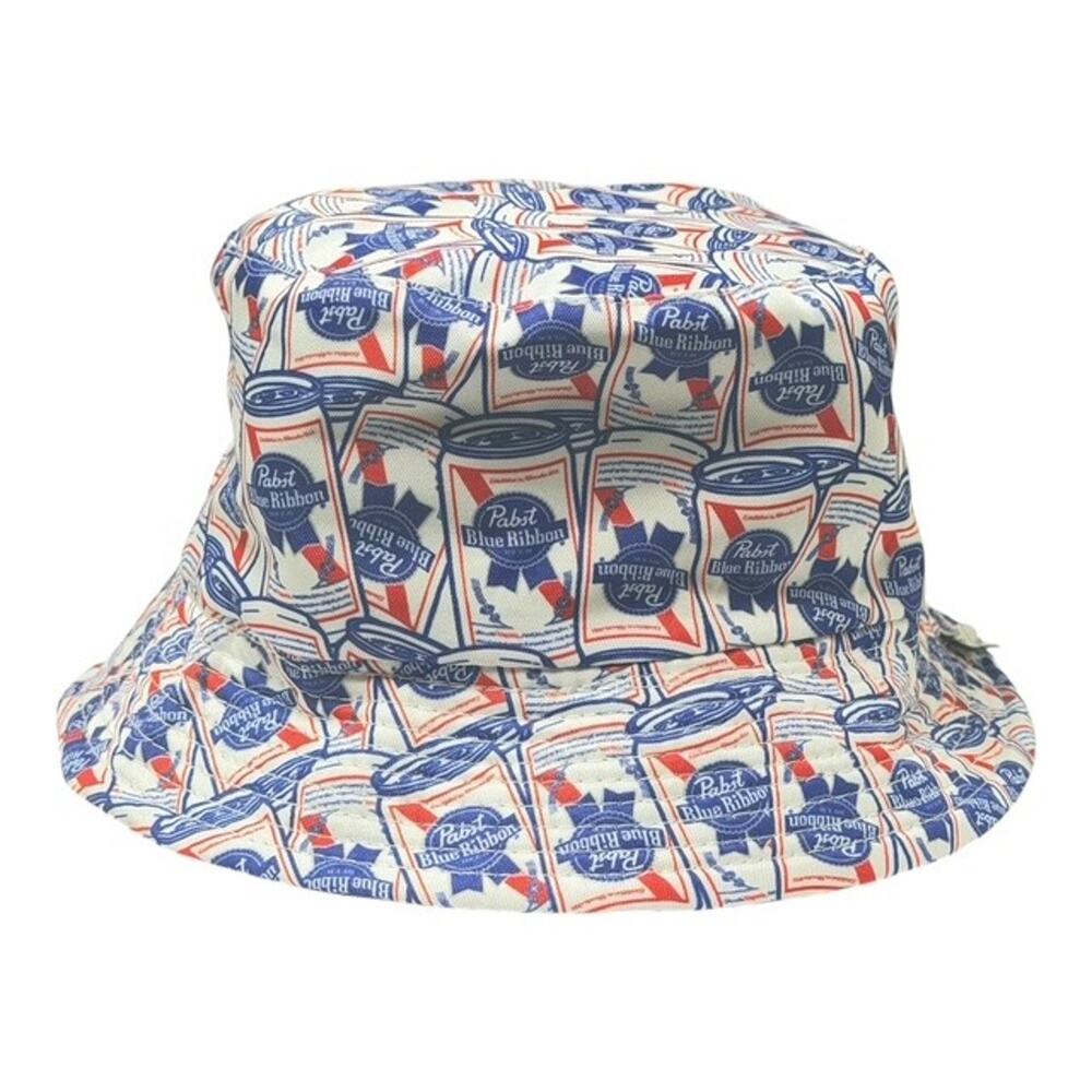 Pabst Blue Ribbon Bucket Hat Beer Can Print Reversible Festival Hat Licensed